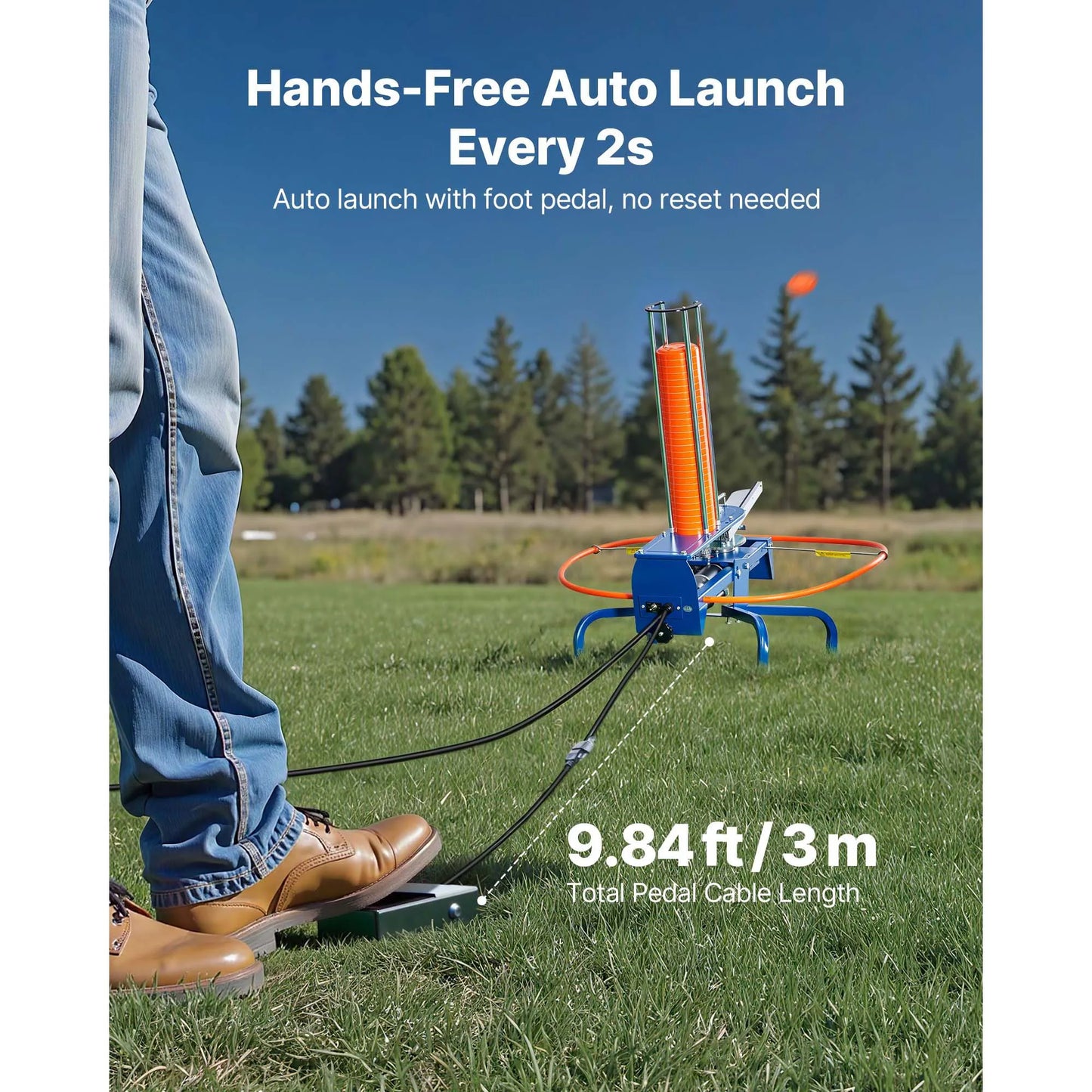 Clay Target Thrower Max 28/50 Clays Pigeon Thrower with Adjustable Angle & Foot Pedal for Clay Throwing Shooting Sports
