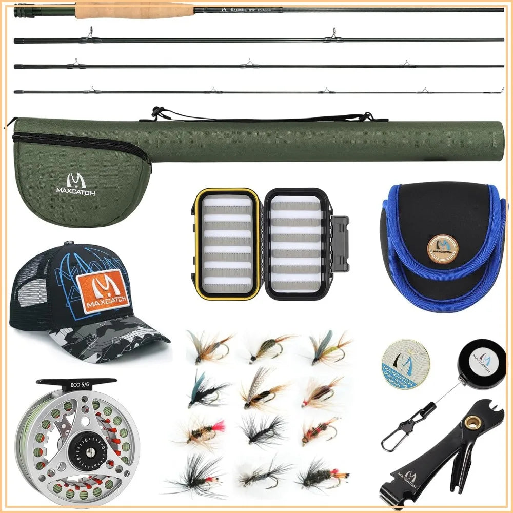 Extreme Fly Fishing Combo Kit 3/5/6/8 Weight, Starter Fly Rod and Reel Outfit with Protective Travel Case
