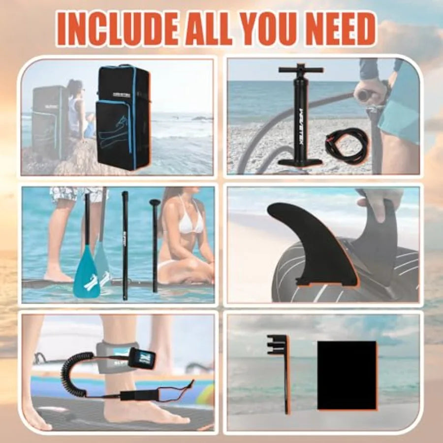 Inflatable Paddle Board for outdoor water sports PVC material blue-gray color ultra-light 17.4lbs with SUP camera seat and wide