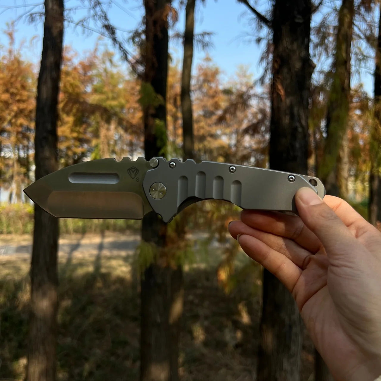 D2 blade +D2 handle integrated folding knife, heavy-duty all-steel knife, outdoor camping fishing equipment, knife fan collectio
