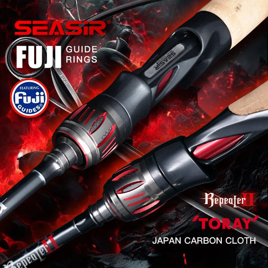 Repeater Spinning & Casting Fishing Rod Fuji-O Guide Rings Carbon High Sensitivity 2A Grade Cork Handle 6Kg Super Drag