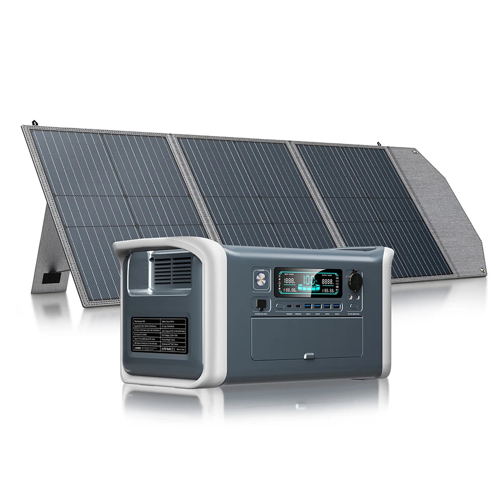 CTOLITY 1600W Portable Solar Generator Set with 100W Solar Panel 1024WH LiFePO4 Battery UPS Power Station Backup Power