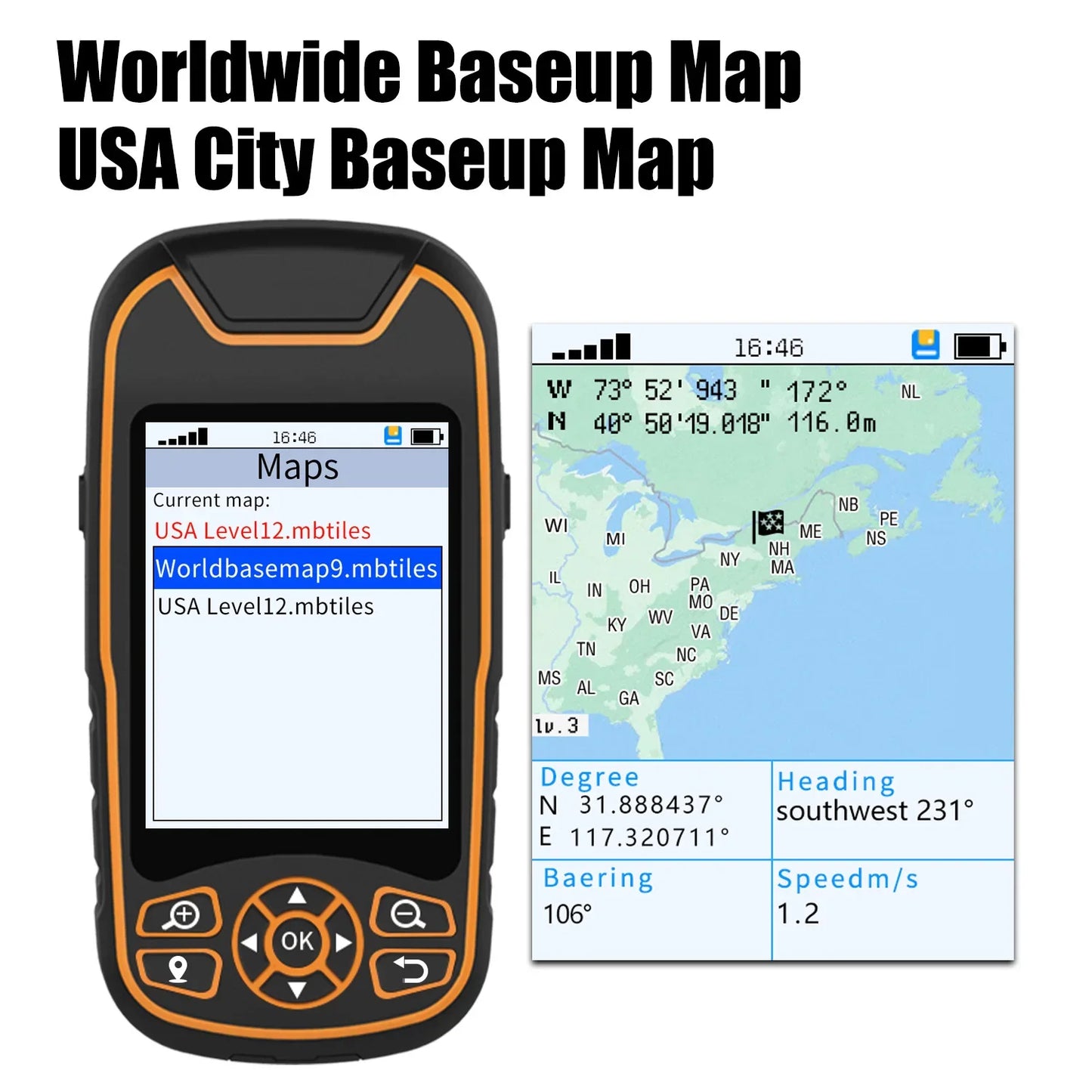 High precision navigation A8 IP67 Handheld gps with color screen & Large capacity lithium battery for camping&hike