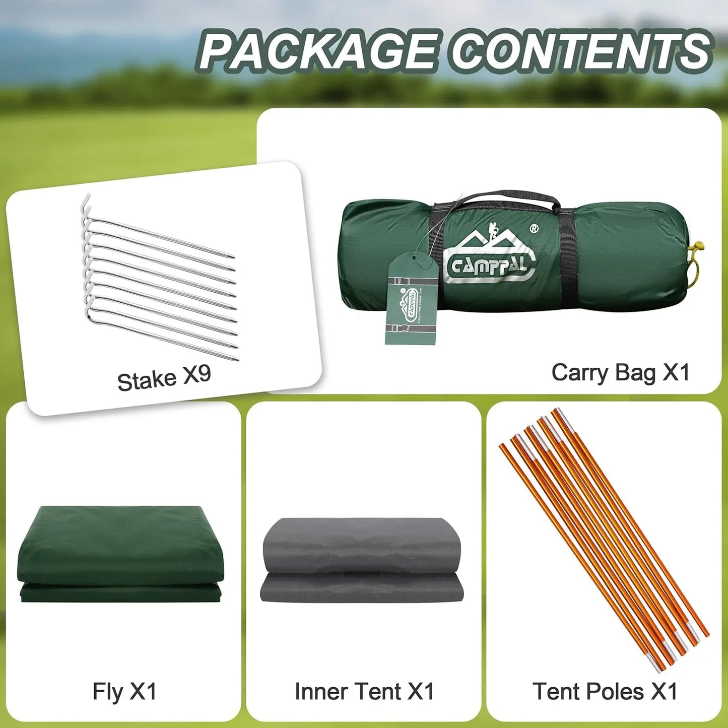 camppal 1 Person Tent for Camping Hiking Mountain Hunting Backpacking Tents 4 Season Resistance to Windproof Rainproof and Waterproof