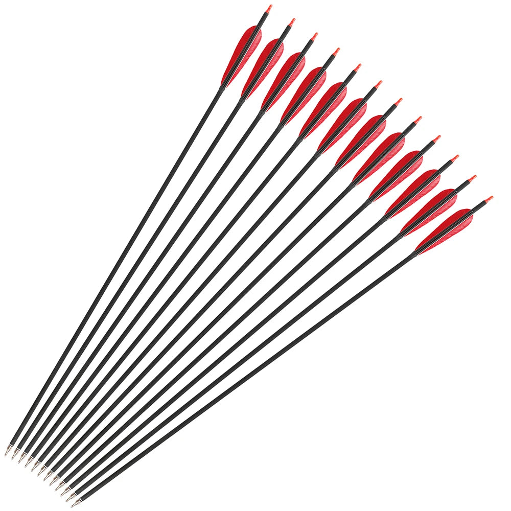 12pc Mixed Carbon Arrows Archery SP500 Carbon Arrow 5 Inch Feather Traditional Bow Recurve Longbow Shooting Hunting Arrow