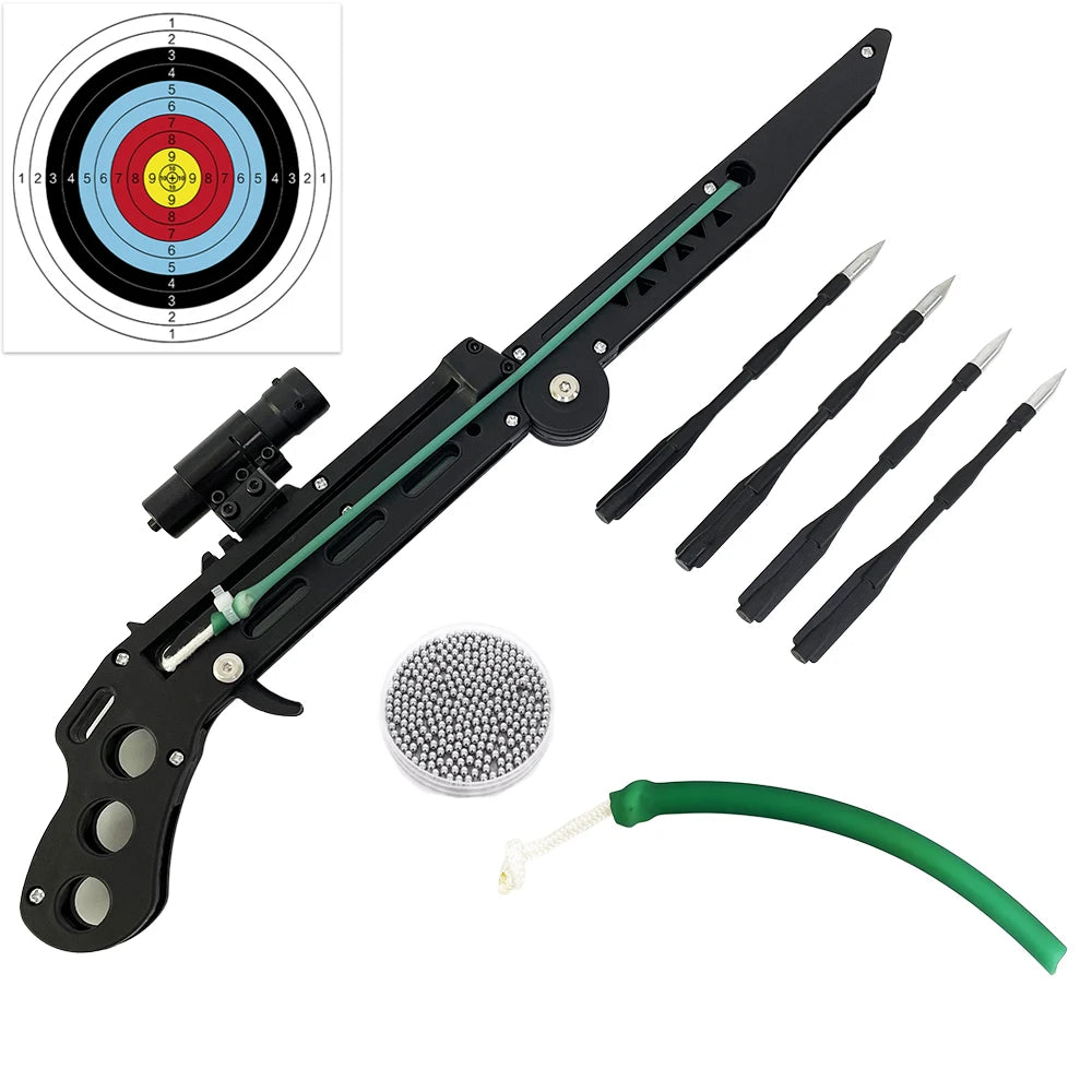 Fun folding slingshot, multifunctional archery slingshot, pocket catapult, precise laser slingshot, comes with 4 arrows