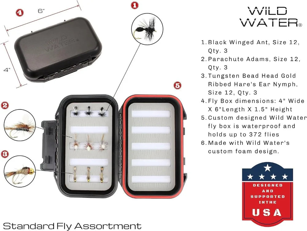 Fly Fishing Starter Kit: 5'6" Graphite Rod, 3-Weight, 4-Piece, with Reel, Flies & Case