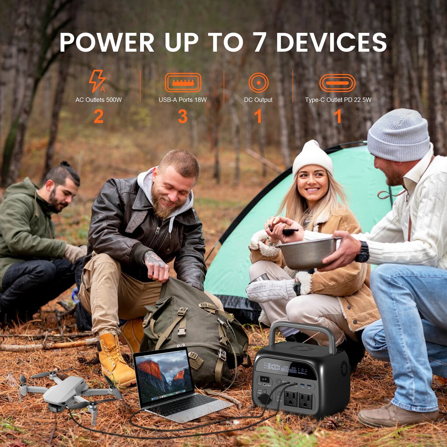 CTOLITY AP400 500W Solar Generator Portable Power Station 100W ETFE Solar Panel Charger Power Bank for Camping Emergency Lifepo4