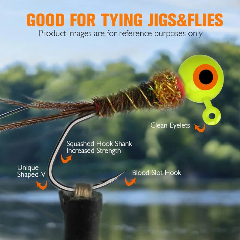 50pcs Round Ball Crappie Jig Heads Hook With Double Eyes Bass Trout Freshwater Saltwater Fishing Lure