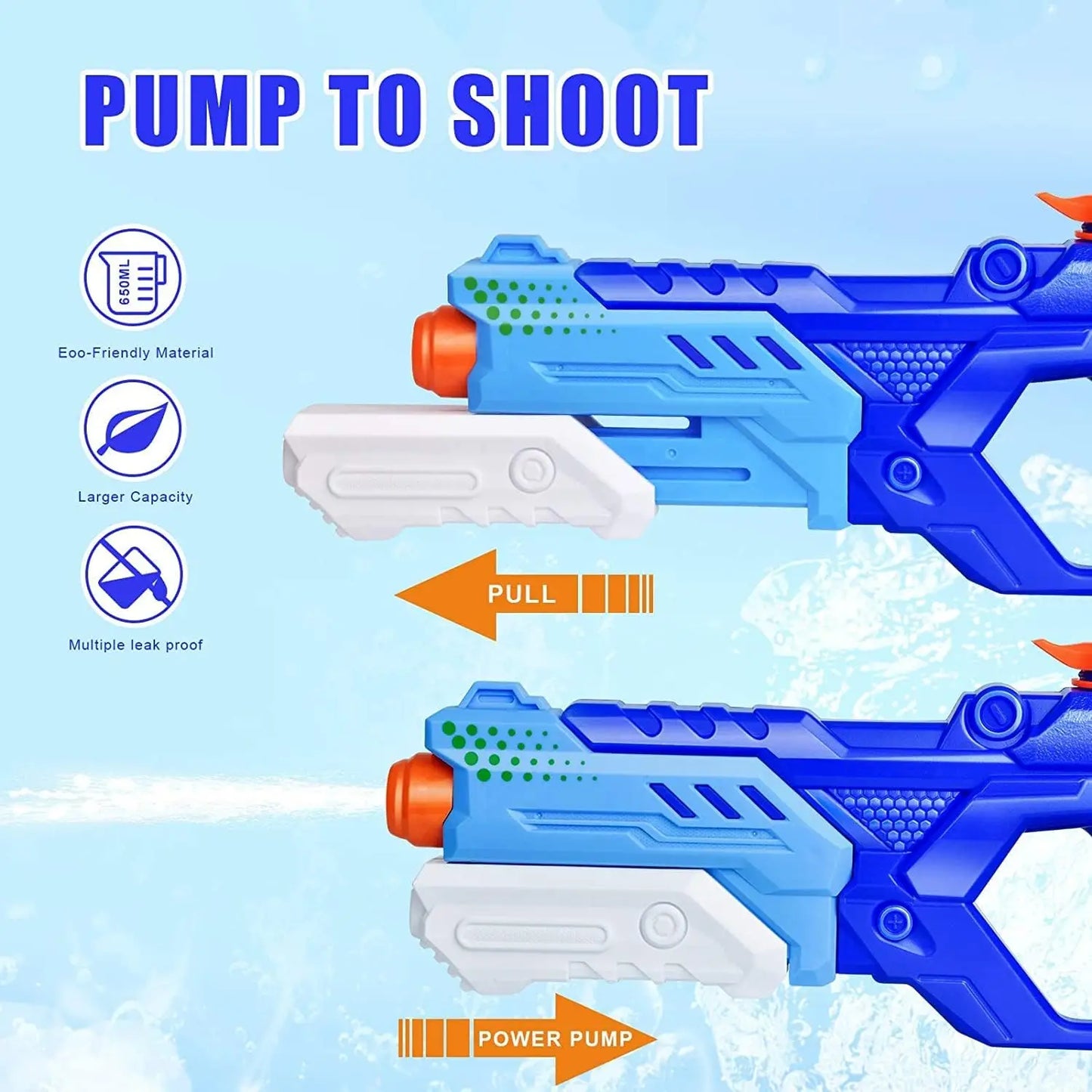 3 Pack 600cc Water Guns for Kids and Adults - Long Range Super Soaker Pool Beach Outdoor Toy