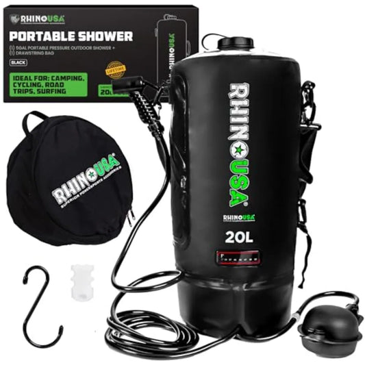 5 Gal/ 20L Portable Solar Camp Shower - Essential for Camping Festivals Overlanding Beach Trips Outdoor Shower and more!