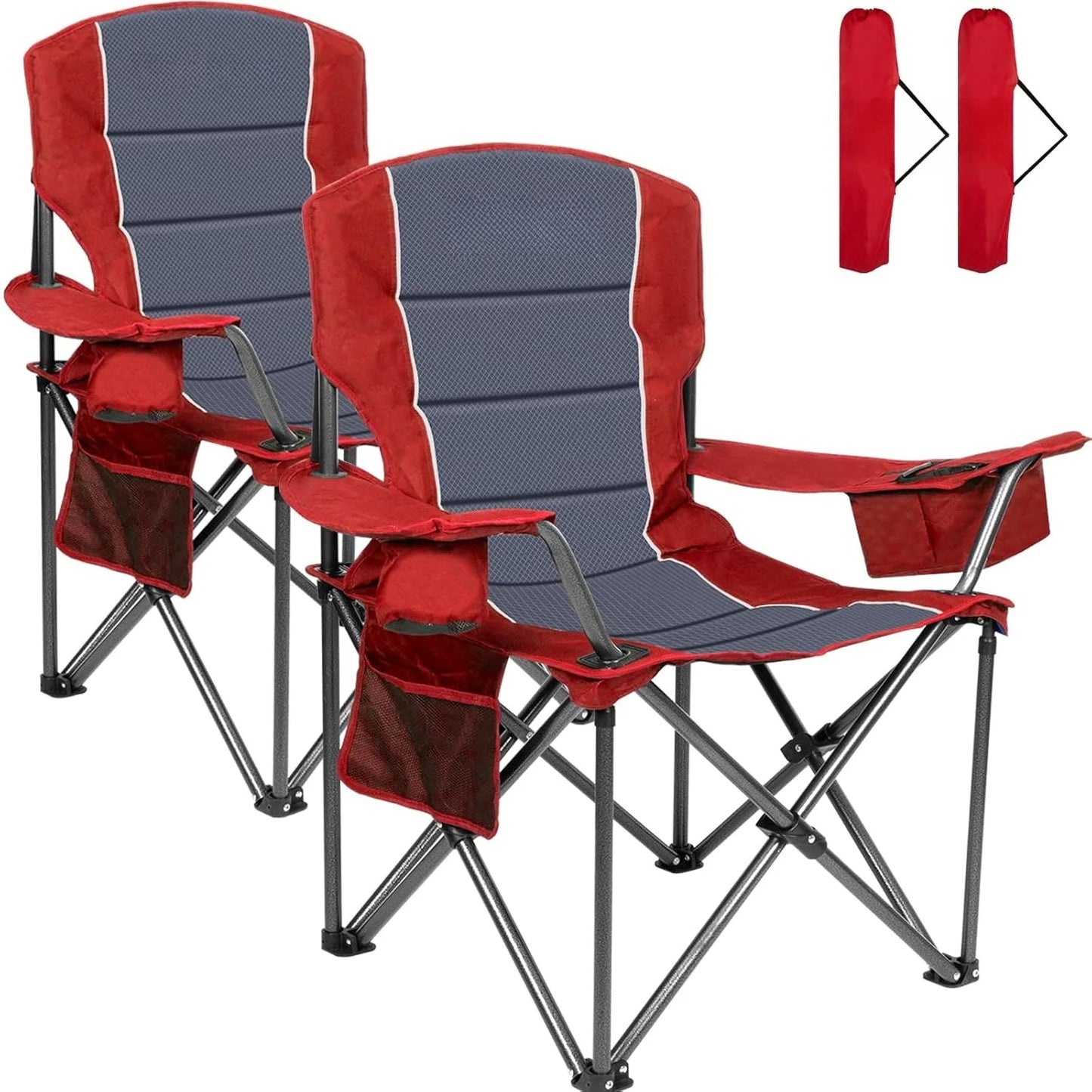 Oversized Heavy Duty Camping Chairs 500 LBS Padded Back Armrest Cup Cooler Folding Outdoor Fishing Garden,Custom