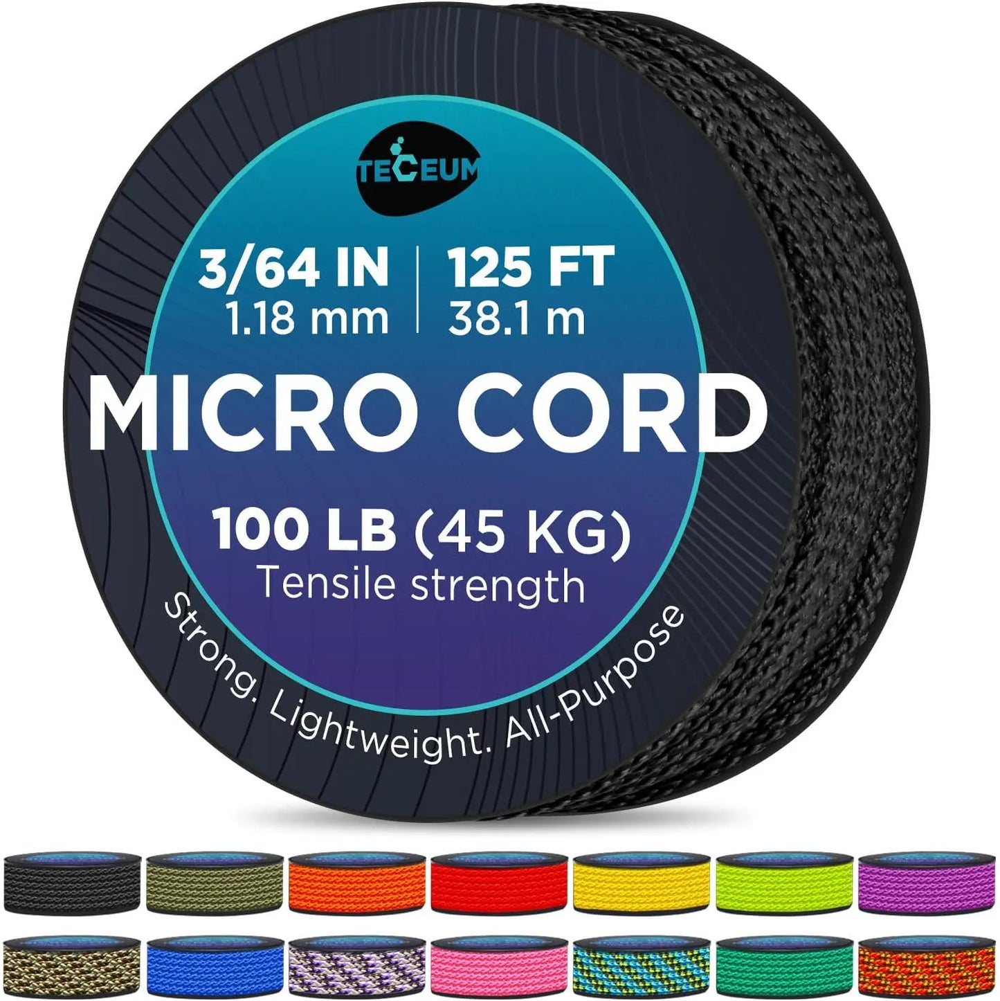 Micro Paracord 1.18mm x 125ft – Thin Braided Rope for Crafting, DIY, Fishing, Camping, Survival