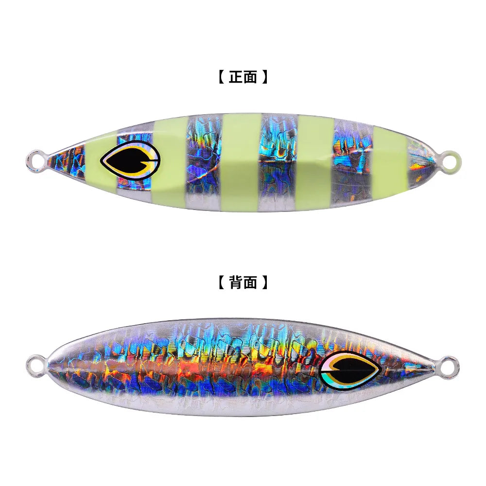 80G 100G luminous Metal Jig Fishing Lure Off Shore Slow Pitch Jig Super Hard Vertical Jigging Spoon Fishing Tackle sea fishing