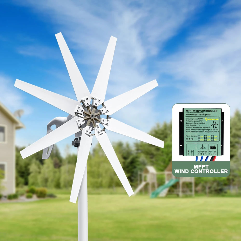 US Delivery of 3000W Horizontal Turbine 12V/24V/48V Low-Noise Household 220V From