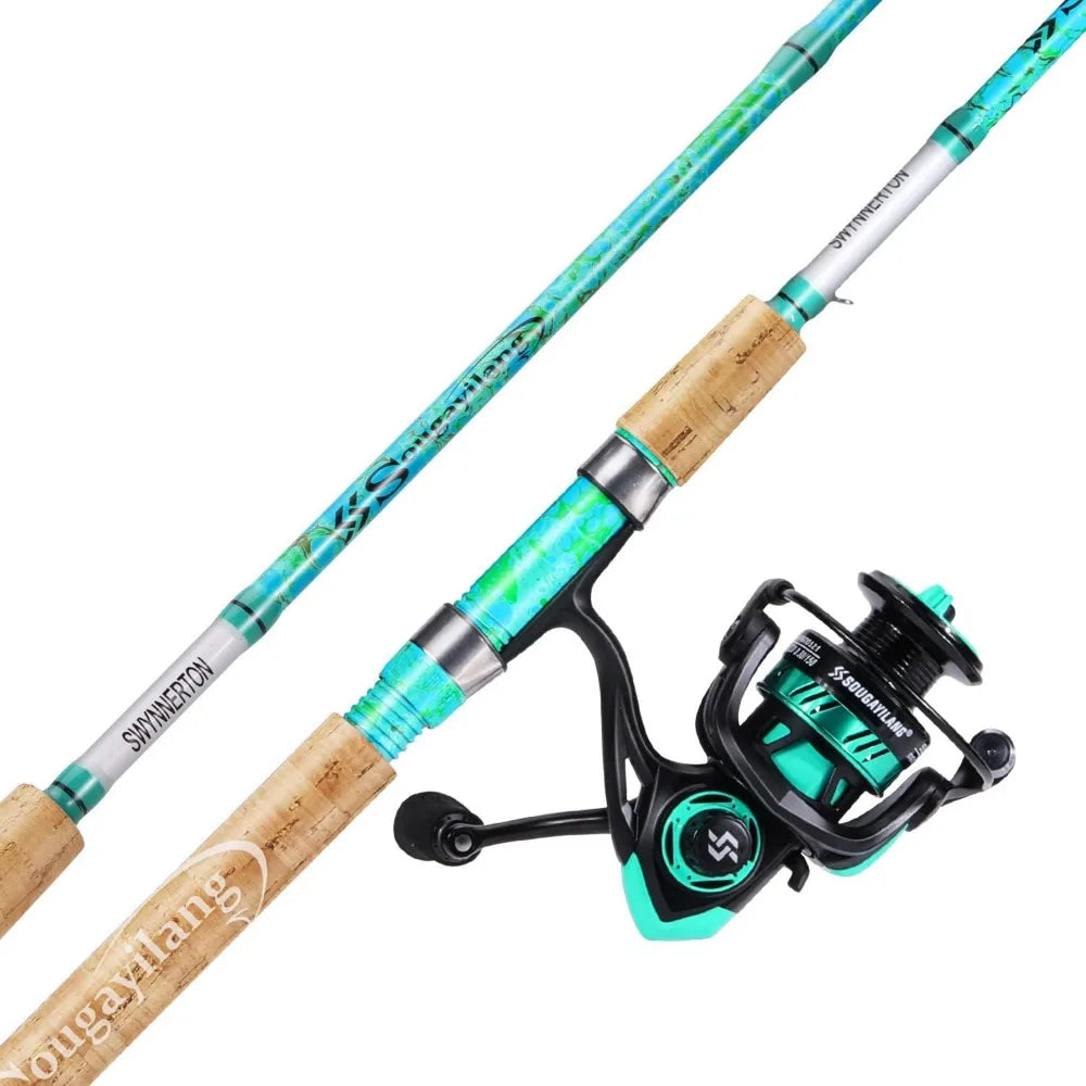 Fishing Rod and Reel Combo, 2-Piece 5'6" Graphite & Fiberglass Rod, Durable Strong Reel, 1Pack/2Pack
