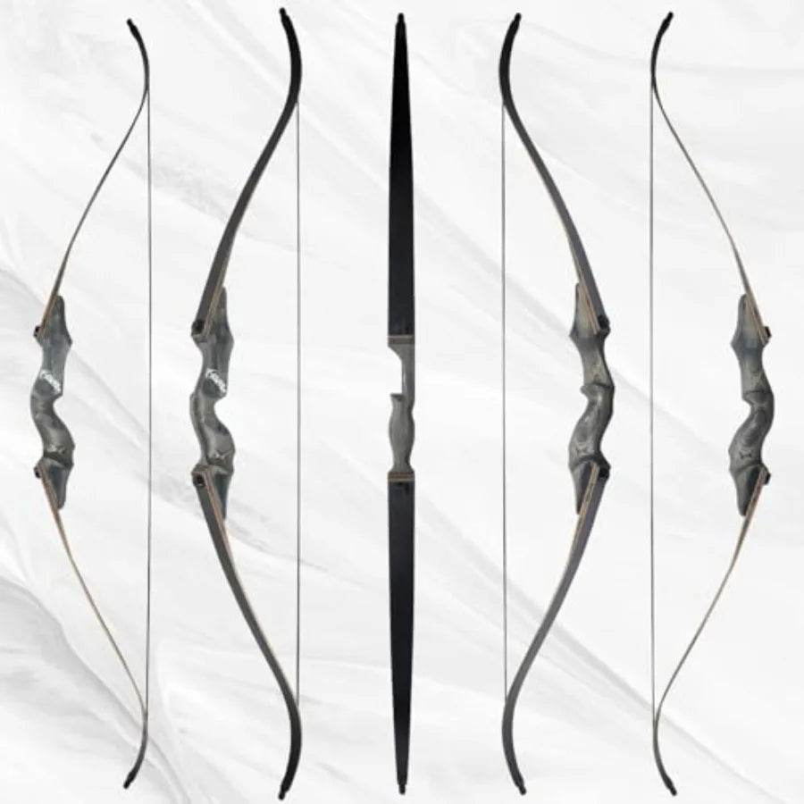 60 Inch Black Hunter Recurve Bow 20-60lbs Left Handed Takedown Bow Hunting Bow and Arrow Set with Arrow Quiver Archery Kit for