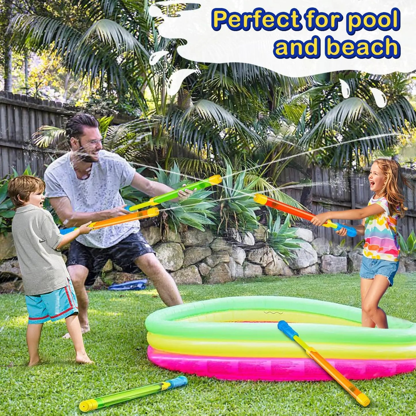 6-Pack Water Gun Set for Kids and Adults, Long-Range Squirt Toys for Pool, Beach, and Summer Outdoor Fun