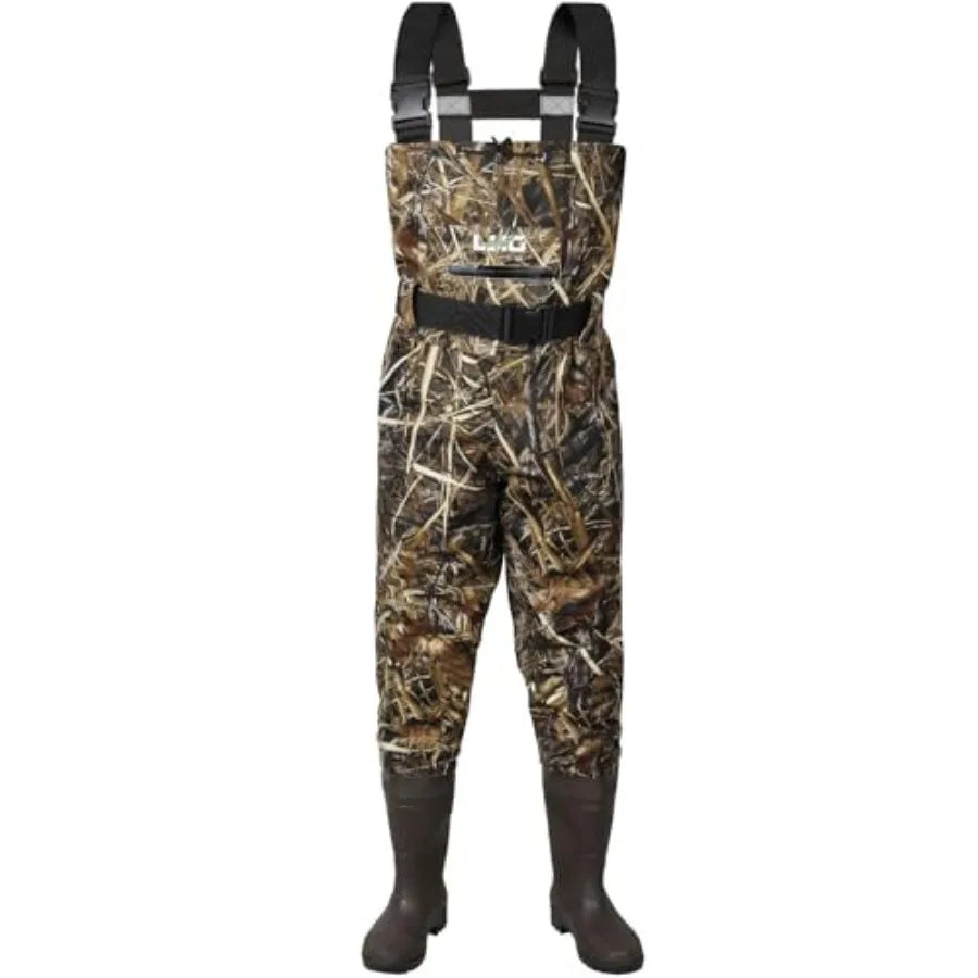 Fishing Waders Waterproof Bootfoot Chest Waders 2-Ply 420D Nylon/PVC Duck Hunting Wader for Men Women