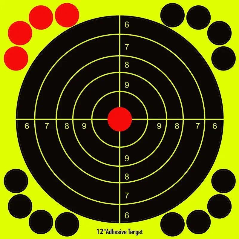 1S10 Sheets/pack 12 Inch Bright Fluorescent Yellow Splatter Target Sticker - Adhesive Reactive Shooting Targets