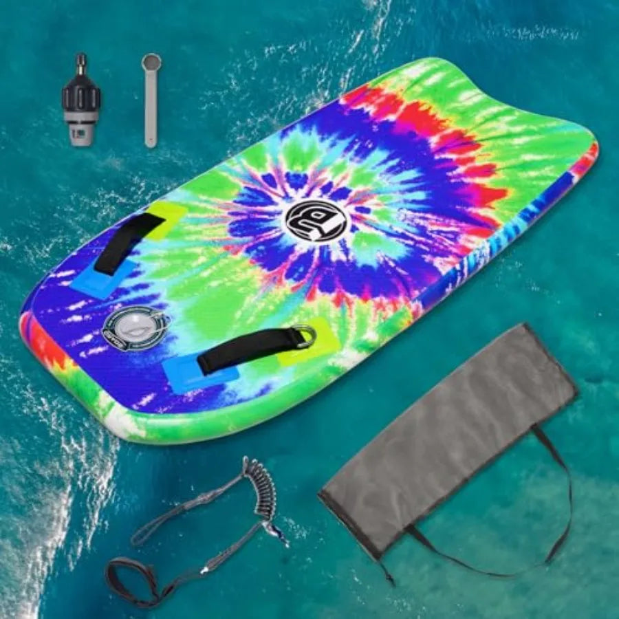 Inflatable Bodyboard Portable Surfboard with Hammer Seam Technology Storage 48 Inch Super Folding Body Board with Max Inflation