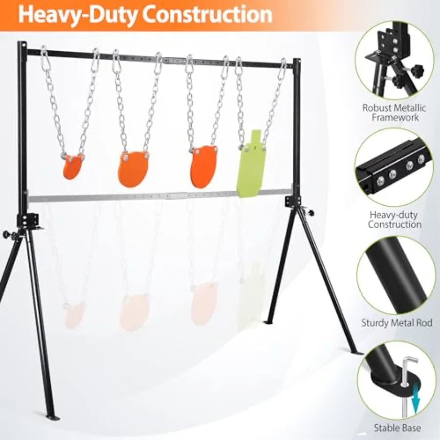 AR500 Steel Targets Stand Kit for Rifle and Pistol Training: 3 8 Thick 4 6 8 Gong Targets and 7x12 Torso Target with Adjustable