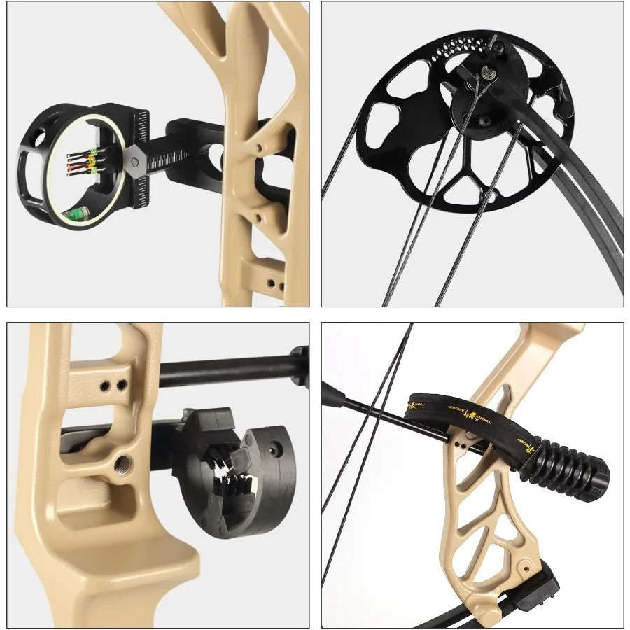 Archery Compound Bow Pro Set Easy to Adjust No Bow Press Needed Bow and Arrow Set 1931 Draw Length 070 Lbs Draw Weight