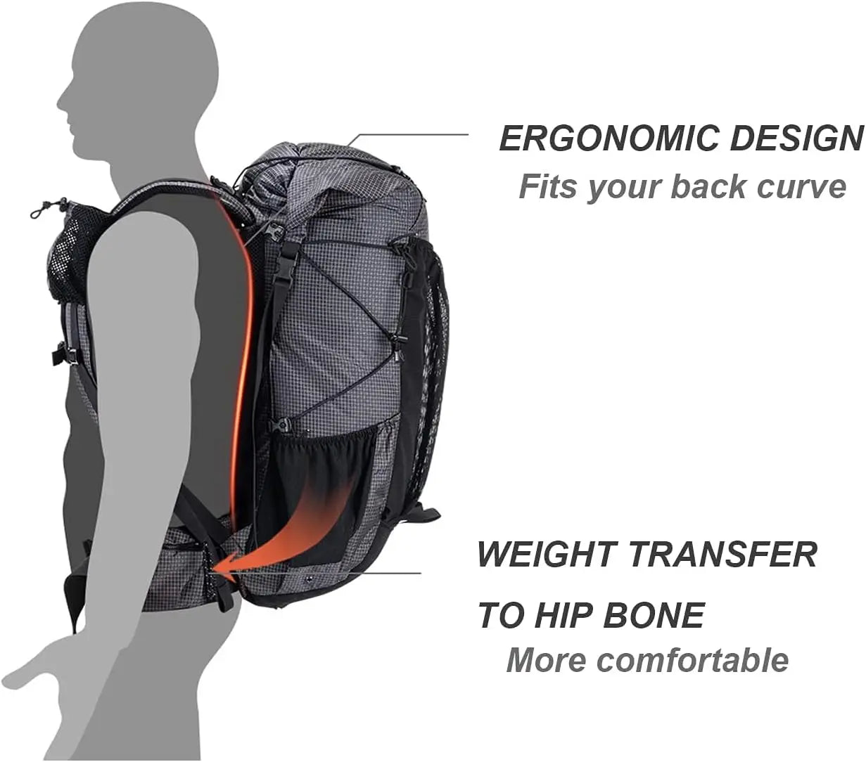 45L/65L Ultralight Hiking Backpack with Rain Cover, Internal Frame for Outdoor Sports
