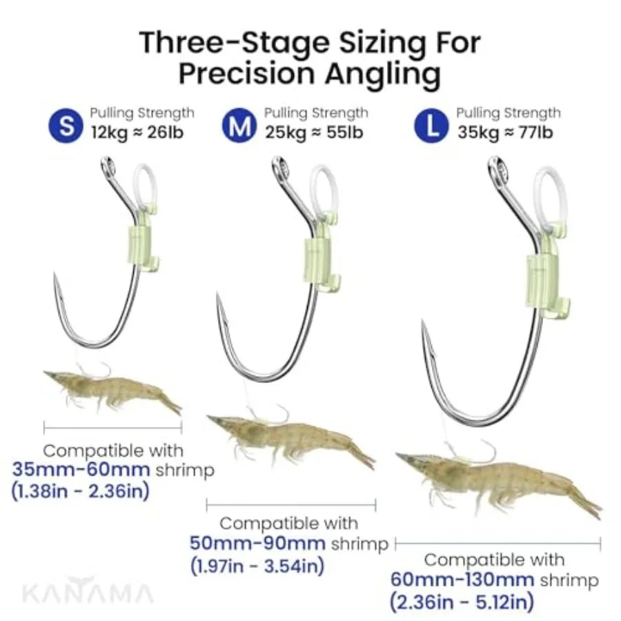 Luminous Live Shrimp Hooks - High Carbon Steel Fishing Hooks Saltwater Corrosion Resistant Barbed Strong Hooks Freshwater Shrim