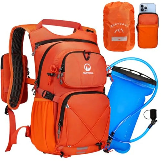 Hydration Backpack 22L Hiking Backpack with 2L Leakproof Bladder Sewn-in Rain Cover Insulated Compartment for Men and Women Run