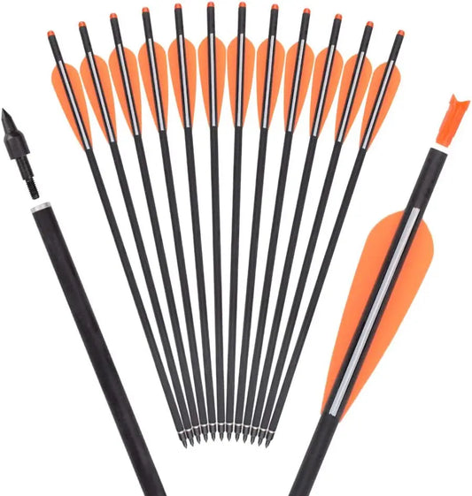 16 18 20 inch Carbon Crossbow Bolts Bio Archery with 4 Inch Vanes(Pack of 12)
