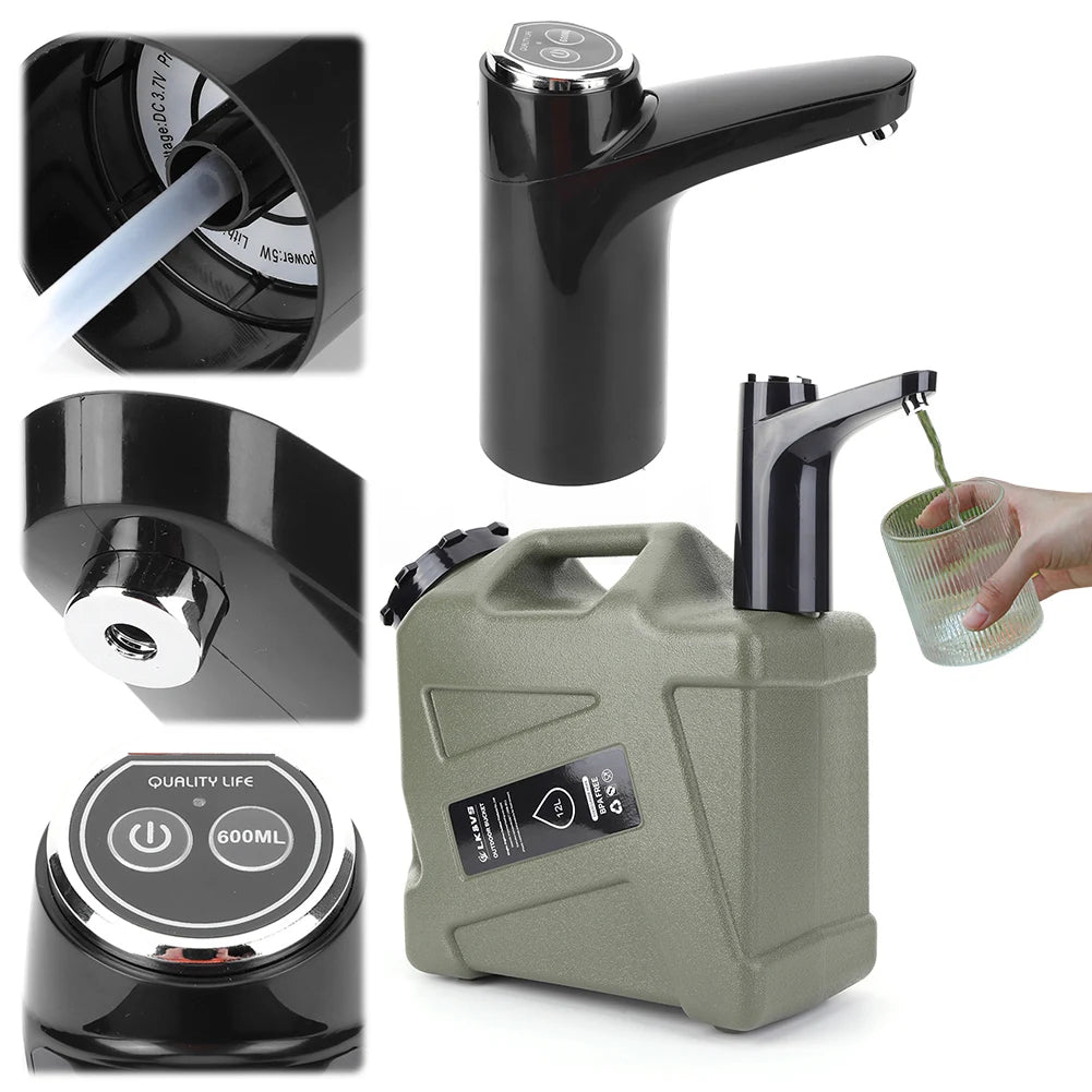 Electric Water Pump One Key Switch Portable Water Dispenser Wireless Water Pumping Device for Outdoor Camping Water Tank Pump