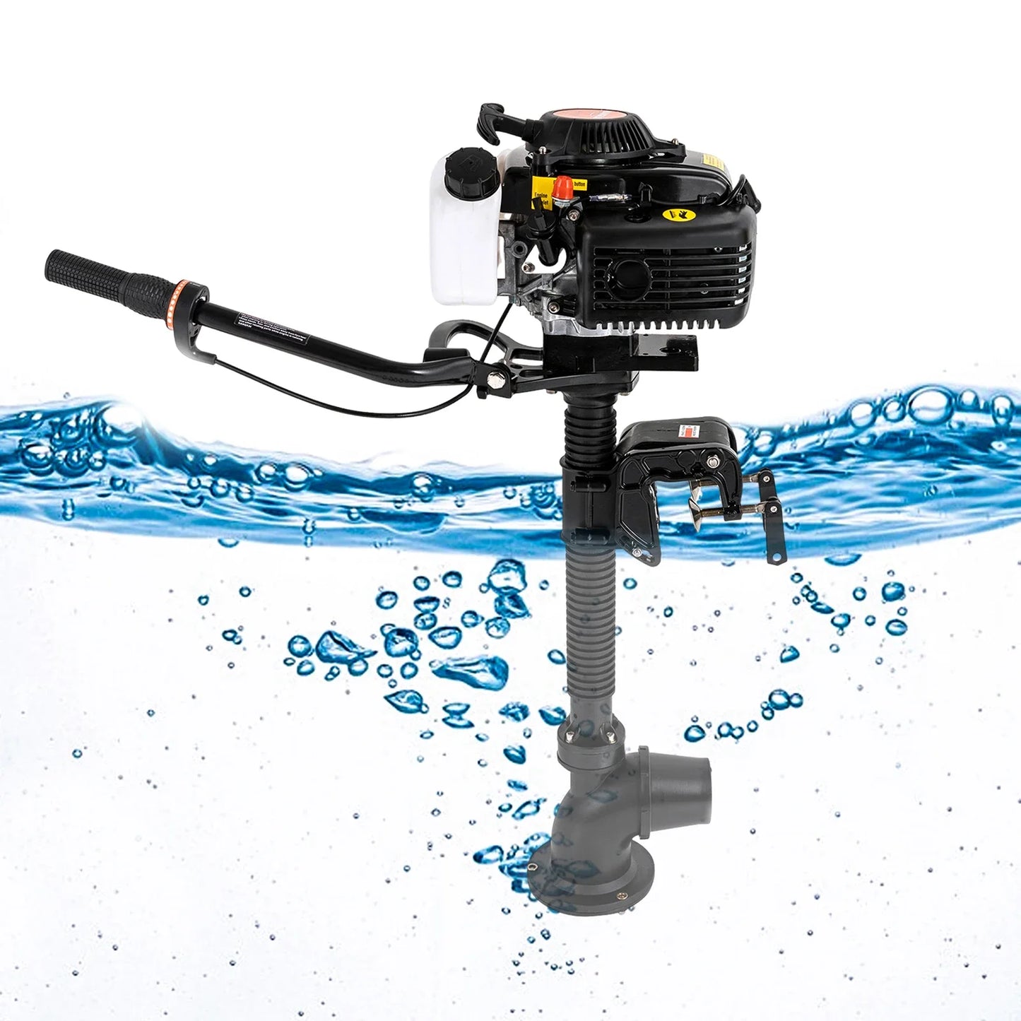 4-Stroke 4HP Outboard Motor Short Shaft, 55CC 5500RPM Heavy Duty Fishing Boat Engine with CDI Ignition System and Wind Cooling, Inflatable Boat Motor for Fishery Production, Water Rescue