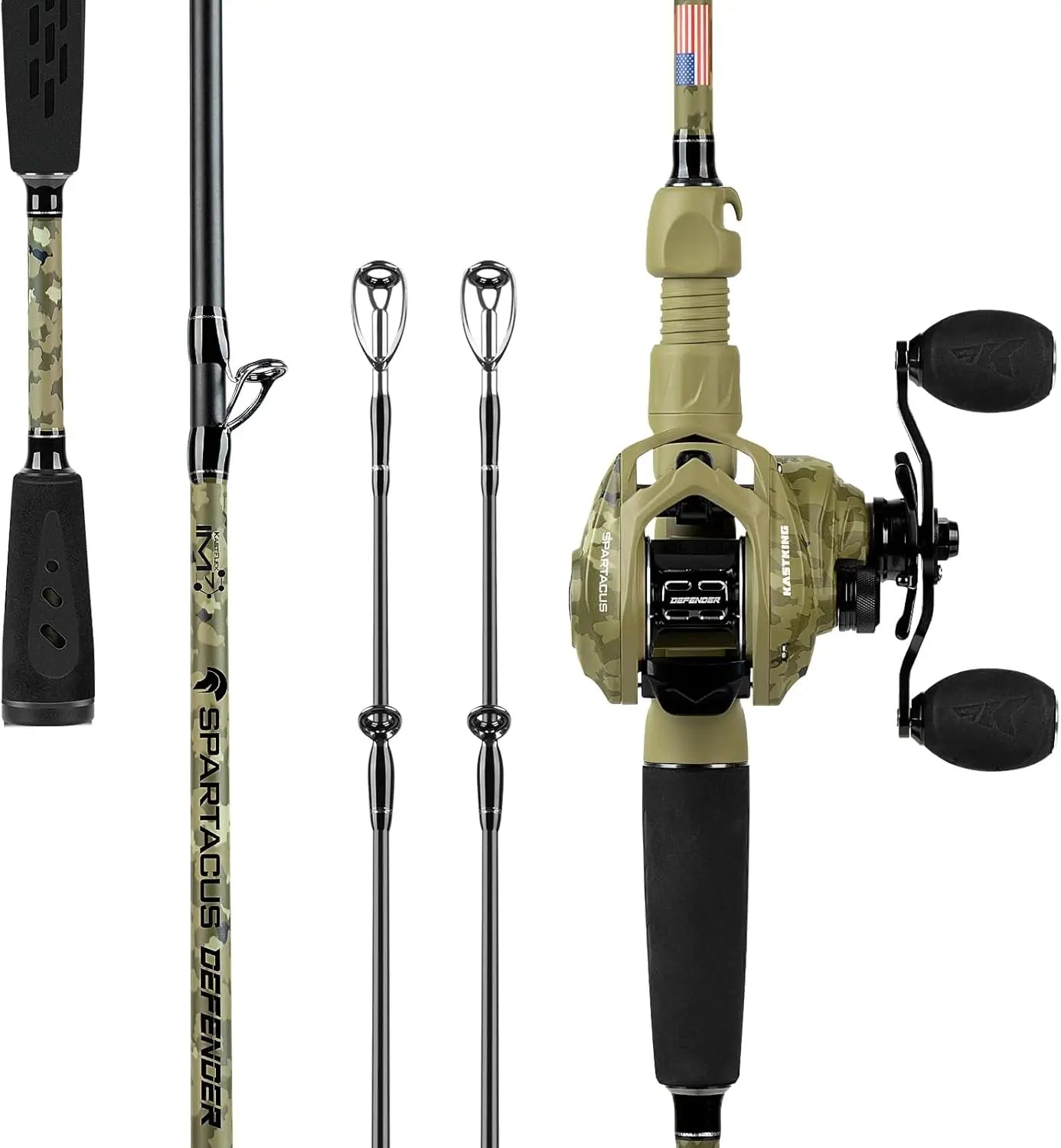 Twin-Tip Fishing Rod & Reel Combo, Spinning & Baitcaster, IM7 Graphite 2-Piece with Backup Tip, PTS System, EVA Handles