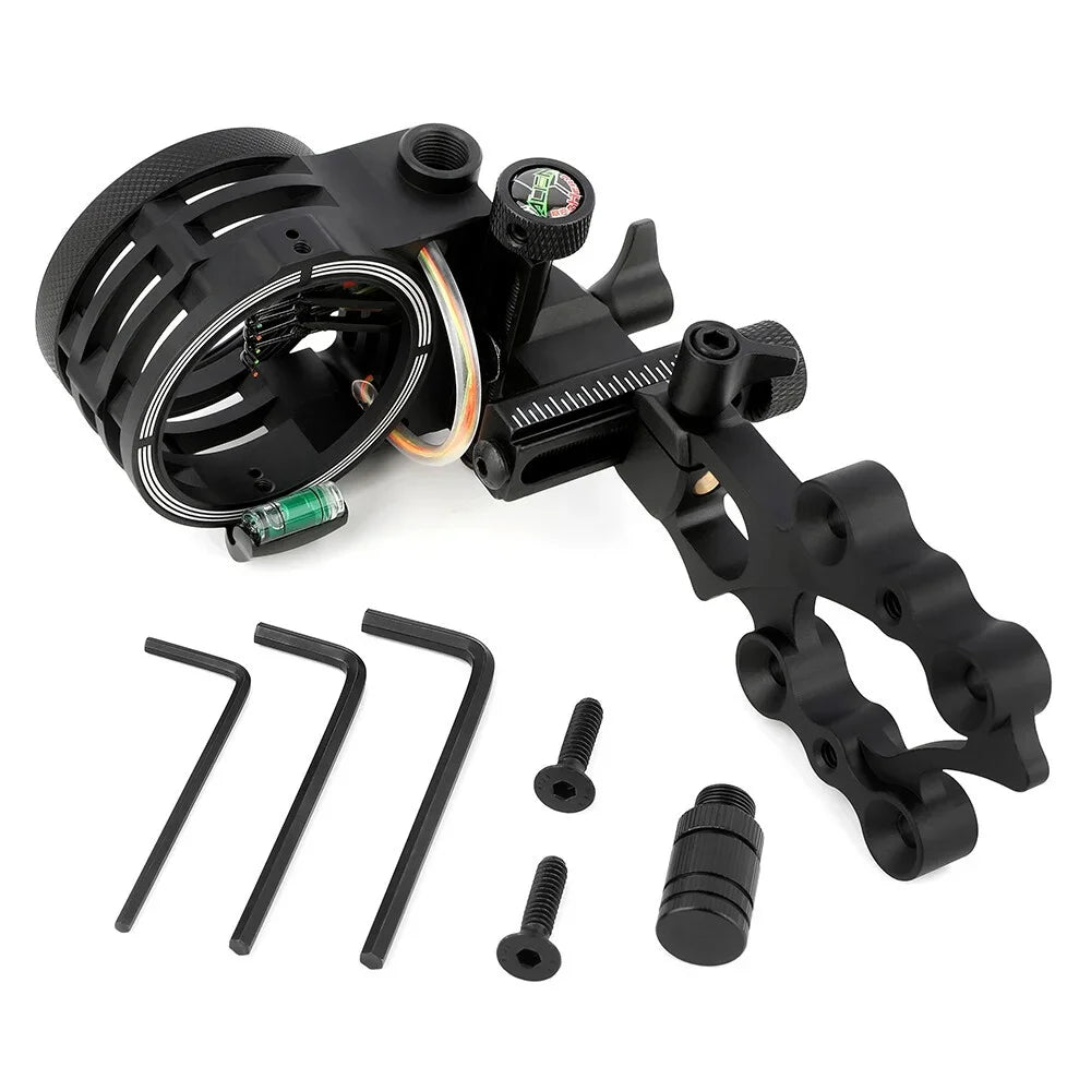 5 Pin Compound Bow Sight with 4x/6x/8x Lens 0.019" Optical Fiber CNC Aluminum Alloy Left/Right Hand Adjustable for Hunting Shooting Target Practice Archery Accessories