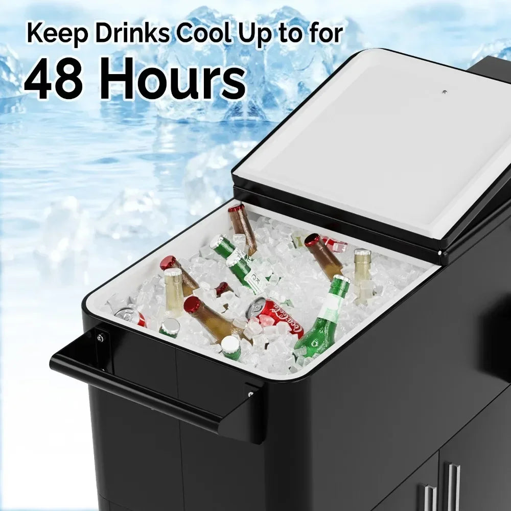 80QT Patio Rolling Cooler with Wheel, Storage Chest for Party Picnic Cooler Cart