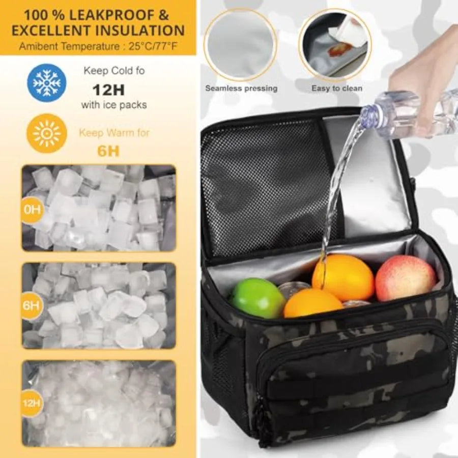Tactical Double Deck Cooler Backpack for Men Lunch Backpack with 2 Compartment Soft Cooler Bag