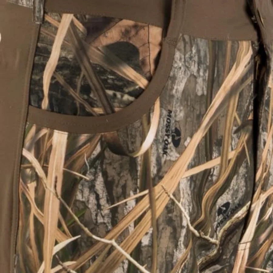 Drake MST Jean Cut Wader Pant for wetland hunting, durable nylon shell with waterproof breathable membrane, olive green, articu