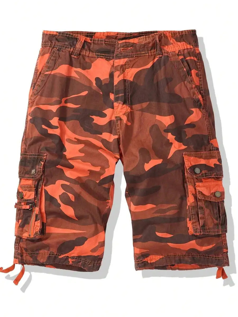 Mens Camouflage Multi-Pocket Cargo Shorts Casual Lightweight Outdoor Shorts