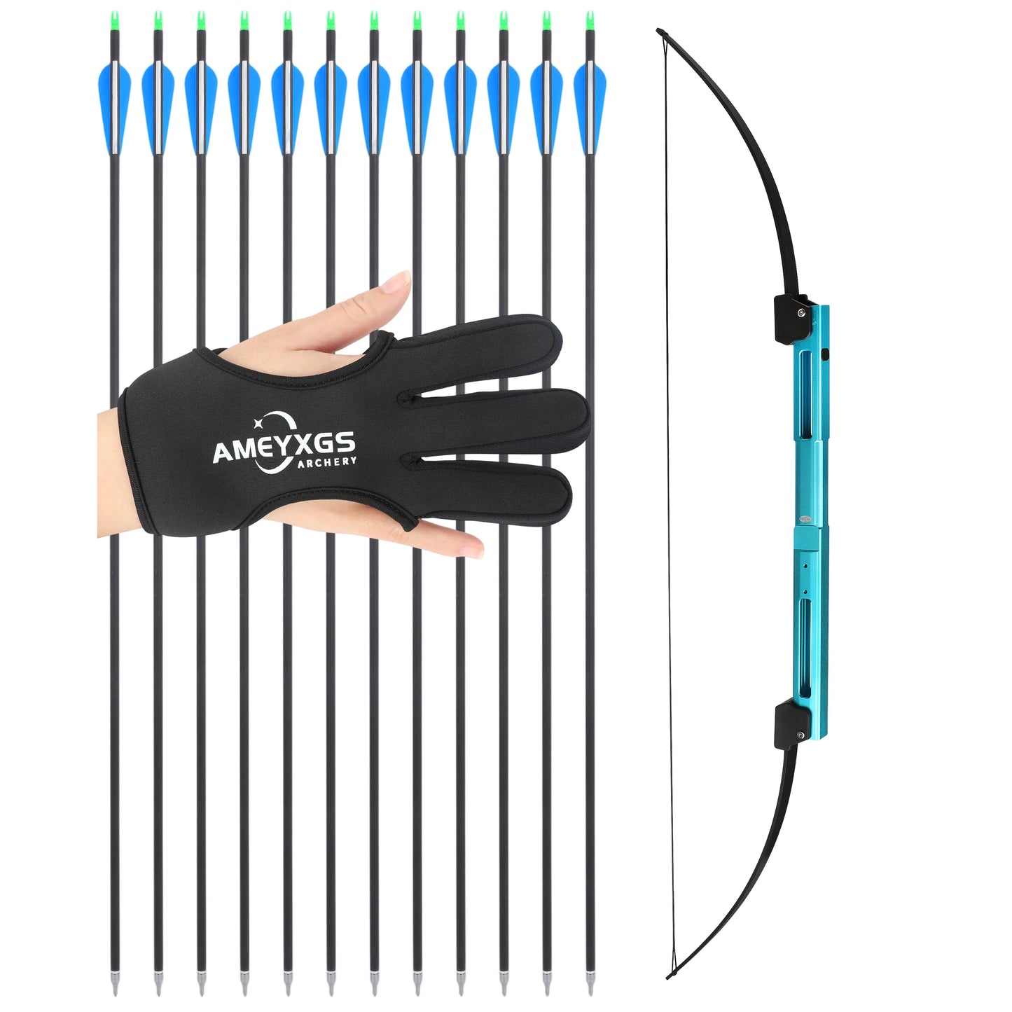 58 Inch Archery Takedown Folding Longbow Lightweight Aluminum Handle 25/35/40/50/60Lbs Left & Right Hand Target Hunting Bow