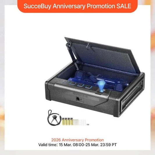 VEVOR Gun Safe Q235 Steel Pistol Safe 3-Way Quick Access Firearm Case Gun Box for Home Bedside Nightstand Car