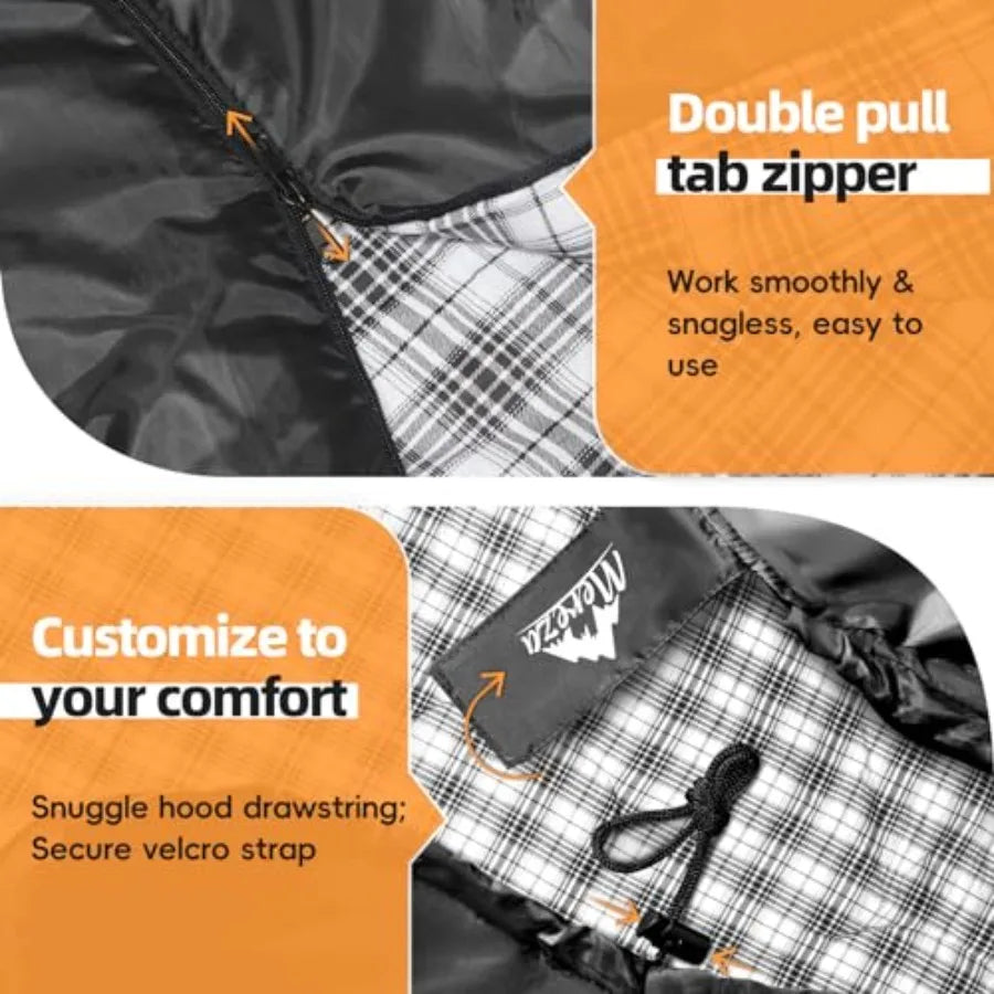 Flannel Sleeping Bag for Adults XL Large Wide Sleeping Bags for Camping Mens Warm Cotton Sleeping Bag 4 Season Warm and Cool We