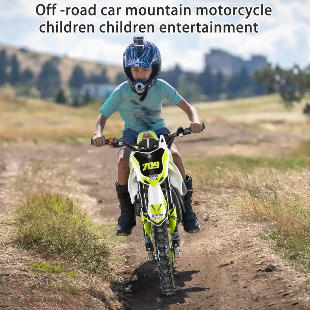 Kids Gas Motorcycle, Ergonomic Handle 49cc 2-Stroke Kids Dirt Bike, Mini Off-road Motorcycle With Front Rear Disc Brakes (Green)