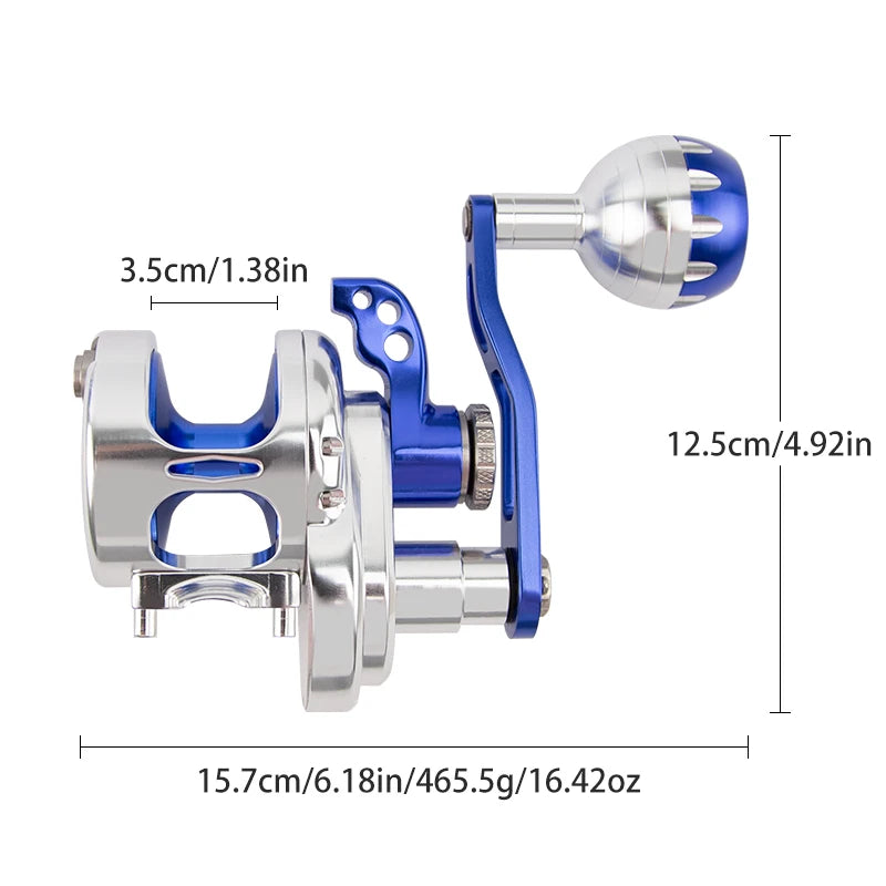 Metal fishing Jigging Reel, Max Drag 32KG Heavy High quality sea fishing reels and high performance 6.3:1 all metal fishing reel clamp reel