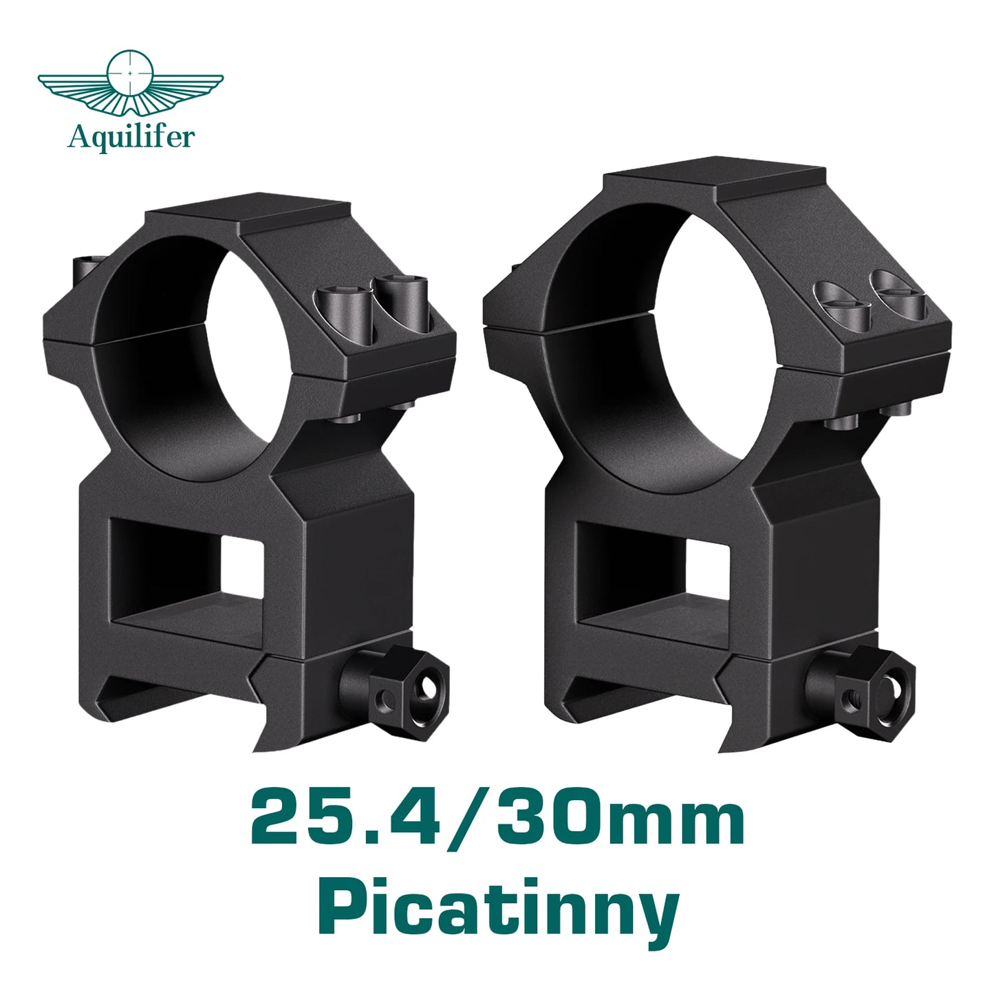 Aquilifer 25.4mm/30mm Picatinny Rail Scope Rings 2-Piece Aluminum High Profile Tactical Optic Mounts for Hunting Shooting
