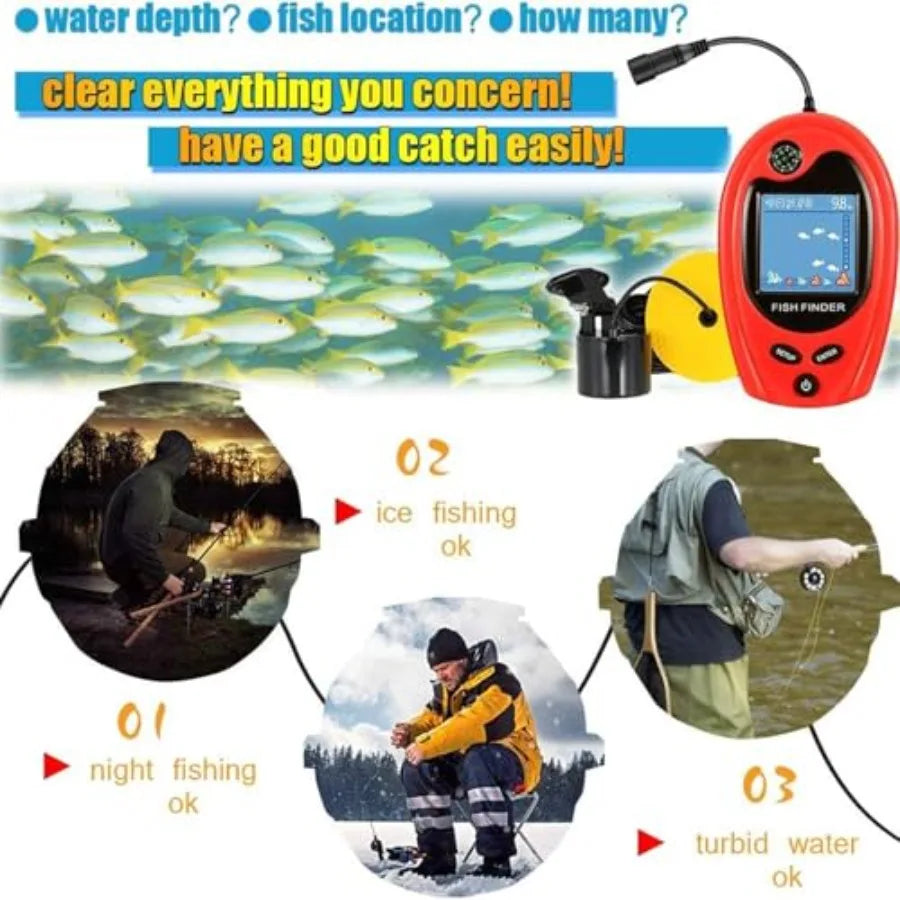 Sonar Portable Fish Finder Transducer Wired Water Depth Finders Boat Kayak Transducer Fish Finder Handheld Fishing Gifts for Me
