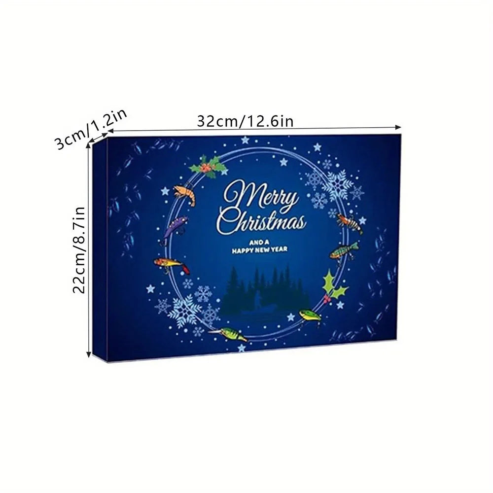 Fishing Lures, Fake Bait Set, 24-Compartment Design, 2025 Christmas Gift Calendar for Boys and Girls, 24-Day Christmas Countdown Calendar Hook Blind Box