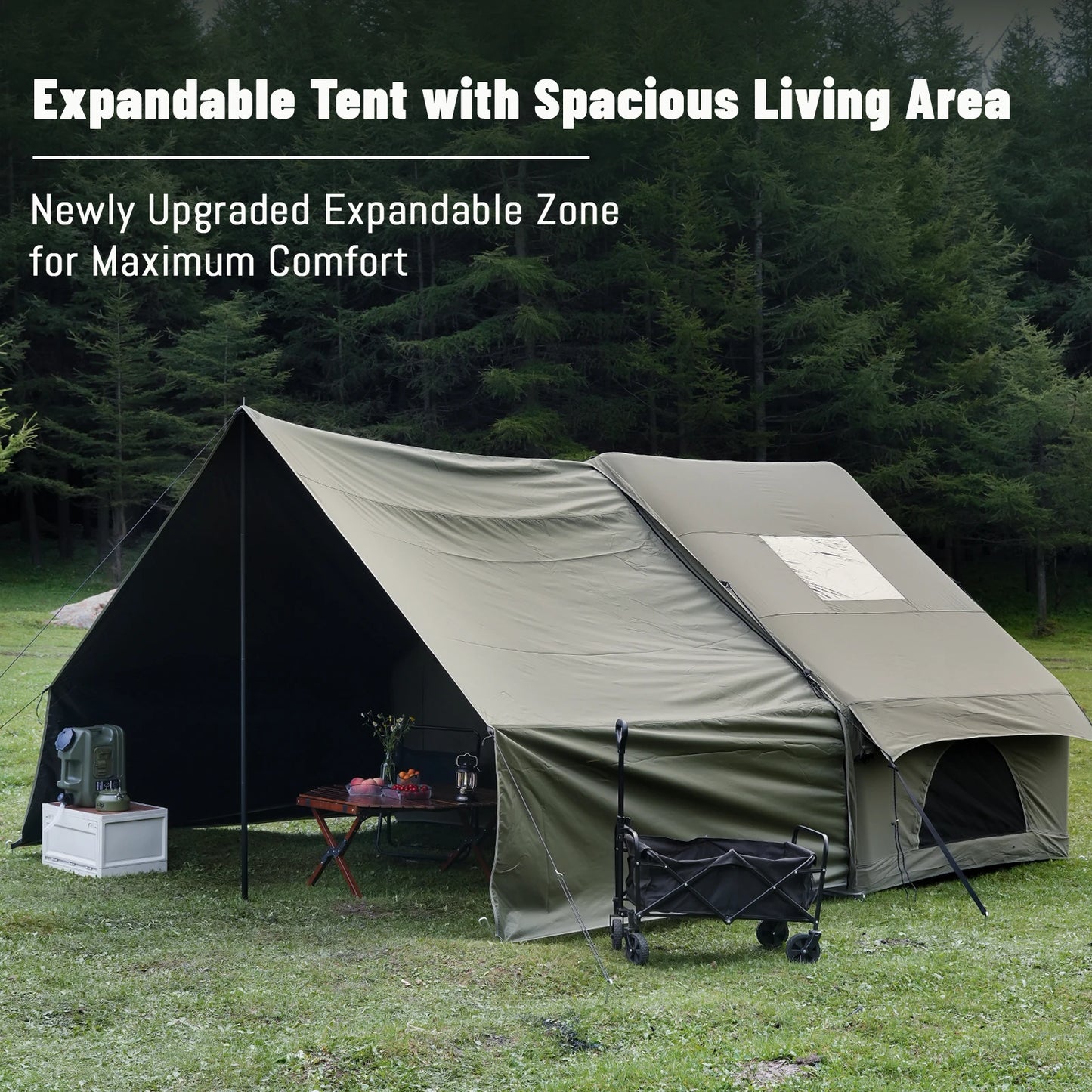 PAKICETUS Upgraded Inflatable Camping Hunting Visualization Tent, No Assembly Luxury Glamping House, Easy Setup With Air Pump, Tear Resistant Mesh Zipper, 5-8 Person All Season Outdoor Tent