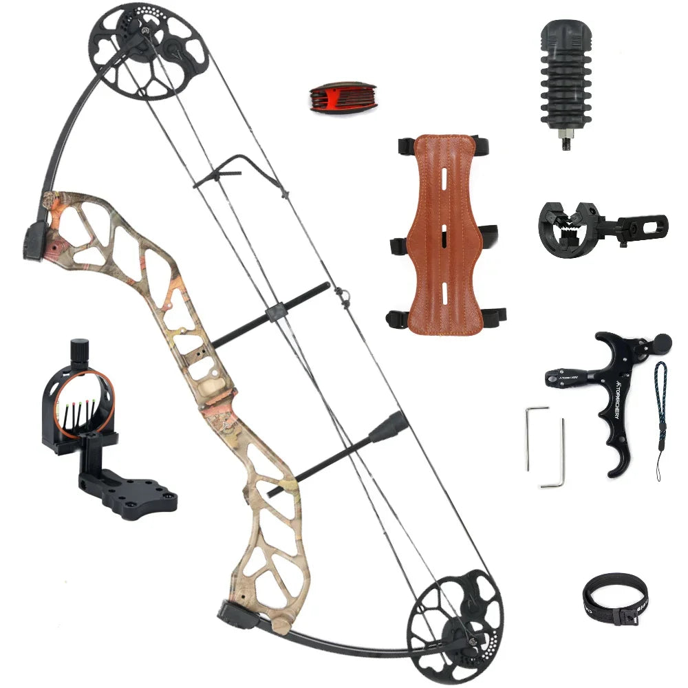 Archery Compound Bow 19-70lbs 80% Let Off Aluminum Handle 320fps IBO Outdoor Hunting Shooting Professional Bow Accessories