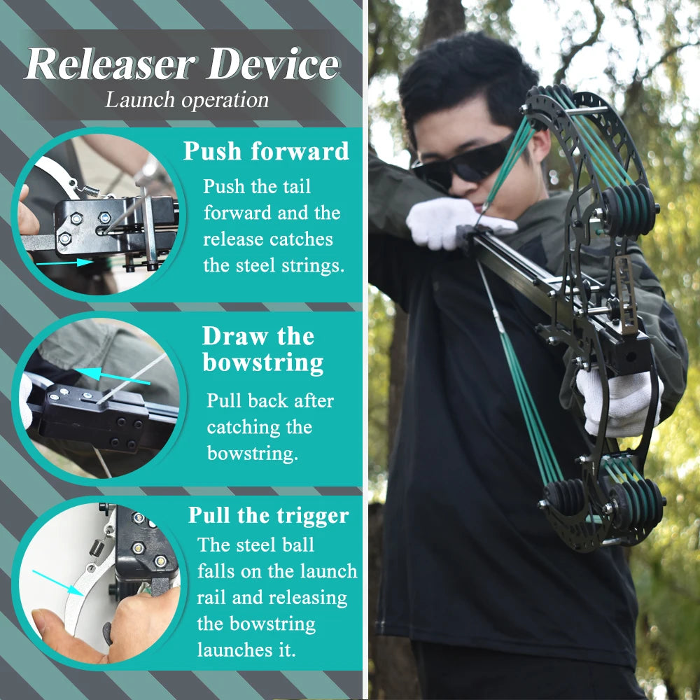 Outdoor Hunting Steel Ball Bow, High-Power Shooting Slingshot Package, All-Metal Bow Body, Shooting Entertainment Equipment